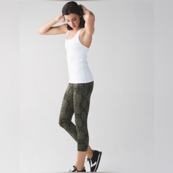 Lululemon Legging Wunder Under Crop Il FulOn Luon Ziggy Snake Green Size 8 - Picture 2 of 12
